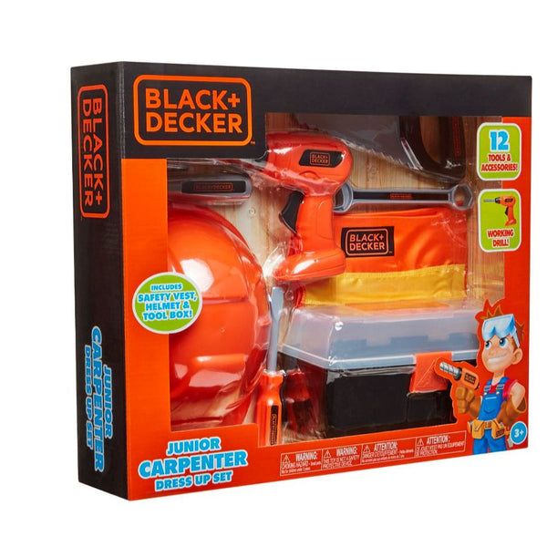 BLACK+DECKER Junior Carpenter Dress Up Set with 12 Tools & Accessories