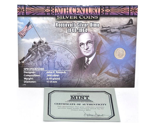 First Commemorative Mint 20th Century Coins 1946 - 1964 Silver Roosevelt Dime -