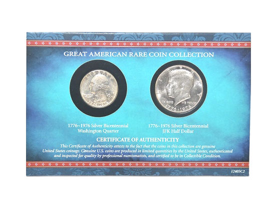 American Coin Treasure 1776-1976 Bicentennial Half Dollar & Washington Quarter -