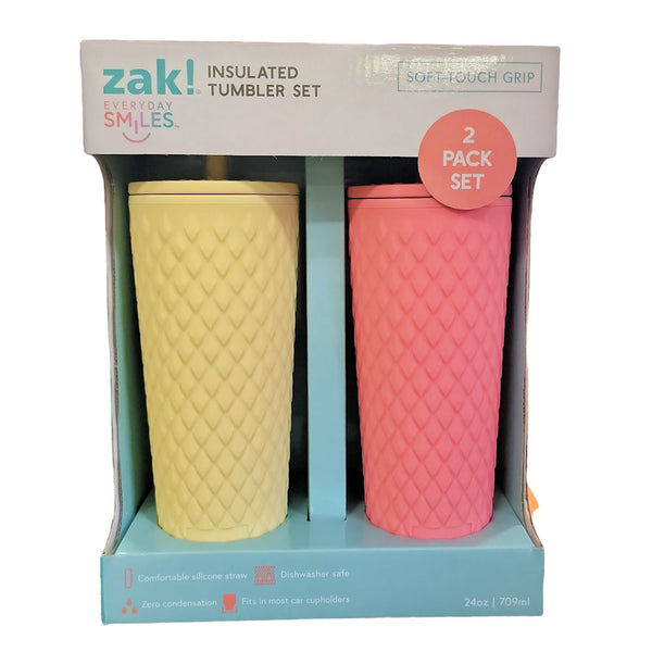 Zak 24 oz. Insulated Tumbler with Straw, 2 Pack - Butter Cream & Cherry  Blossom