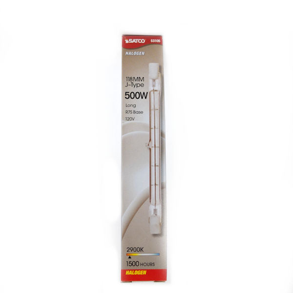 Satco S3105 500W 9500 Halogen Double Ended R7S Base Clear Light Bulb -
