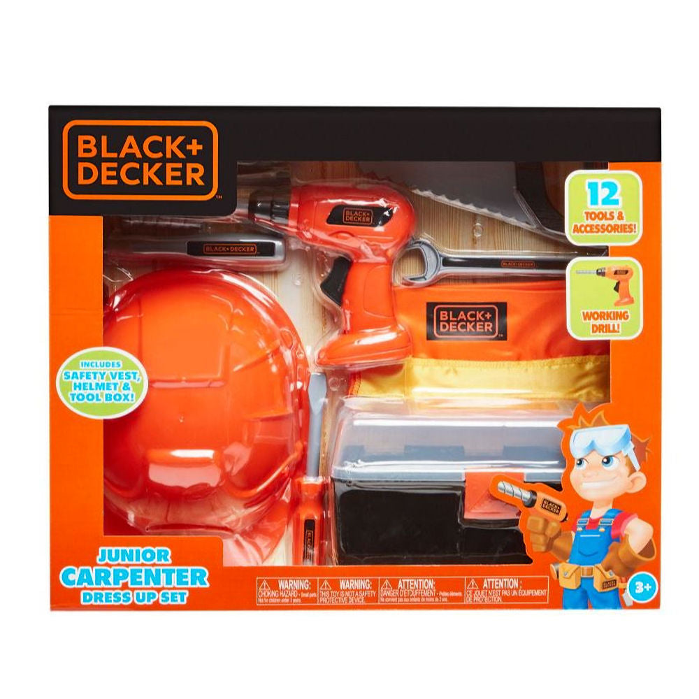 BLACK+DECKER Junior Carpenter Dress Up Set with 12 Tools & Accessories