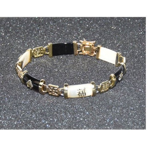 Lot of 100 Pieces Unisex  Good Luck In Black Agate & Shell Bracelets -