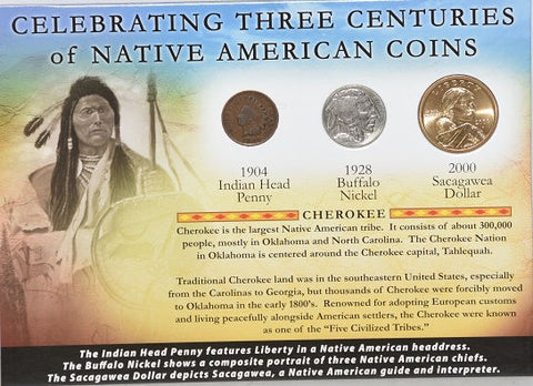 First Commemorative Mint 1904 Indian Penny, 1928 Buffalo Nickel & 2000 Dollar -