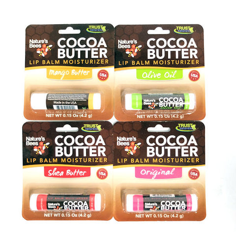 Nature's Bees Cocoa Butter Lip Balm Moisturizer - Assortment 4 Pack -