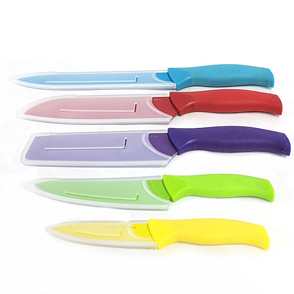 Emeril Lagasse 3-Piece Stamped Kitchen Knives Set - 8” Chef Knife, 5.5  Prep Knife, & 3.5 Paring Knife - Slice Fruit & Meat Effortlessly