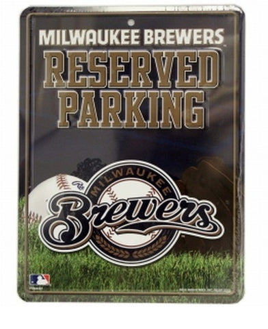 Rico MLB Milwaukee Brewers Hi-Res Metal Parking Sign -