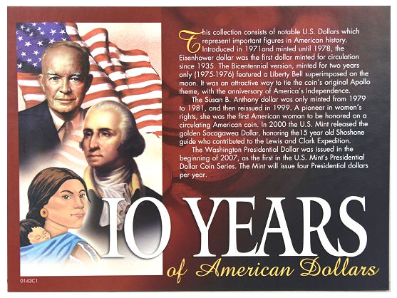 American Coin Treasure 10 Years of American Coin Dollars Set -