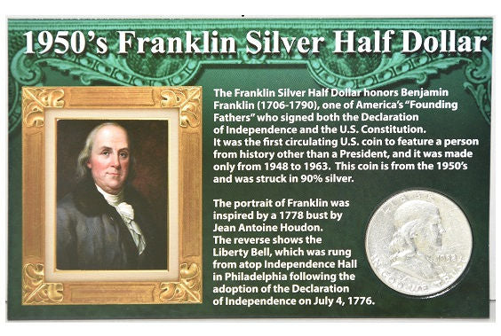 First Commemorative Mint 1950'S Franklin Silver Half Dollar -