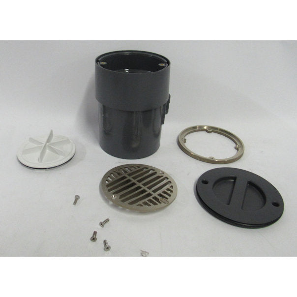Oatey True Set Adjustable PVC In Floor Drain TP432N 4" w/5" Round NI BR STR RG -
