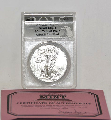 First Commemorative Mint 2015 Silver Eagle 30th Year of Issue -