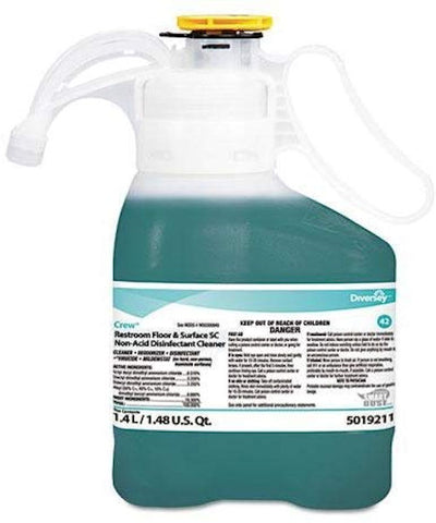 Restroom Floor/Surface Non-Acid Disinfectant Cleaner, 1.4L Bottle, 2/CT - NEW -