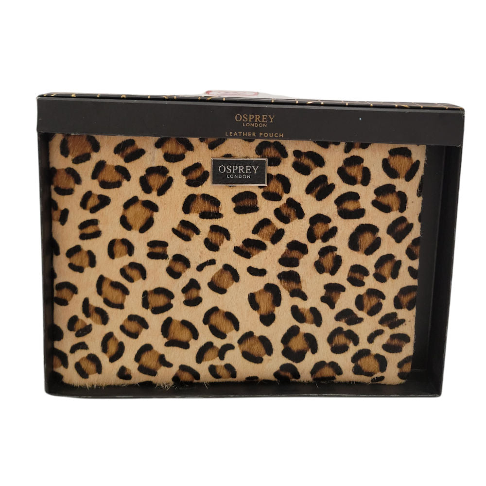 Osprey London Olivia Pouch in Leopard Genuine Leather/Hair Calf