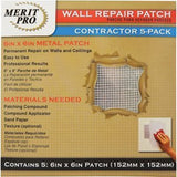 Merit Pro 03220 6" x 6" Wall Repair Patch, 5 per Pack - Case of 6 -
