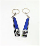 Set of 4 Stainless Steel Nail Clippers with a Keychain Attachment - Blue/Red -