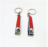 Set of 4 Stainless Steel Nail Clippers with a Keychain Attachment - Blue/Red -