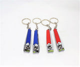 Set of 4 Stainless Steel Nail Clippers with a Keychain Attachment - Blue/Red -