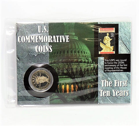 The First Ten Years U s Commem 1989 Congress Half Dollar & Stamp -