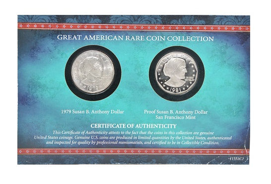 American Coin Treasure 1979 Susan B. Anthony Dollar & Proof Susan San Francisco -