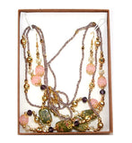 Lot of 100 Sets of Women's Genuine Unakite Rose Quartz Necklaces -