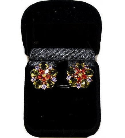 Lot of 72 Pairs of Women's Multi CZ Cluster Flower Earrings -