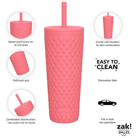 Zak 24 oz. Insulated Tumbler with Straw, 2 Pack - Butter Cream & Cherry  Blossom 