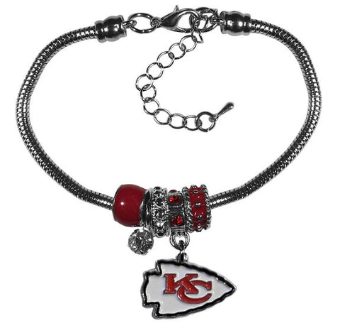 Siskiyou NFL Womens Kansas City Chiefs Euro Bead Bracelet -