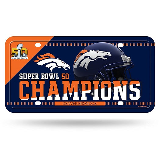 Rico NFL Denver Broncos Super Bowl 50 Champions Metal License Plate -