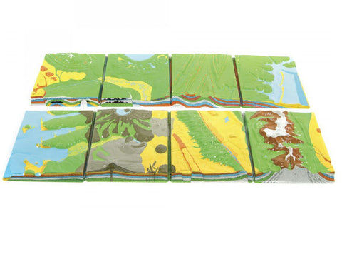 Fisher Scientific Geology Models - Set of 8 Plastic Raised Relief Models -