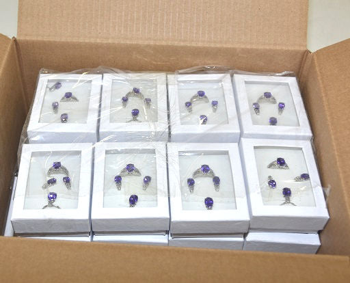 Lot of 69 Sets Women's Amethyst February Necklace With Earrings & Ring # 6 -