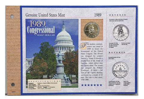 1909 to Present Lincoln Cent & 1989 Congressional Half Dollar -