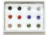 Lot of 74 Sets of 6 Pairs Women's Colorful Solitaire CZ Earrings -