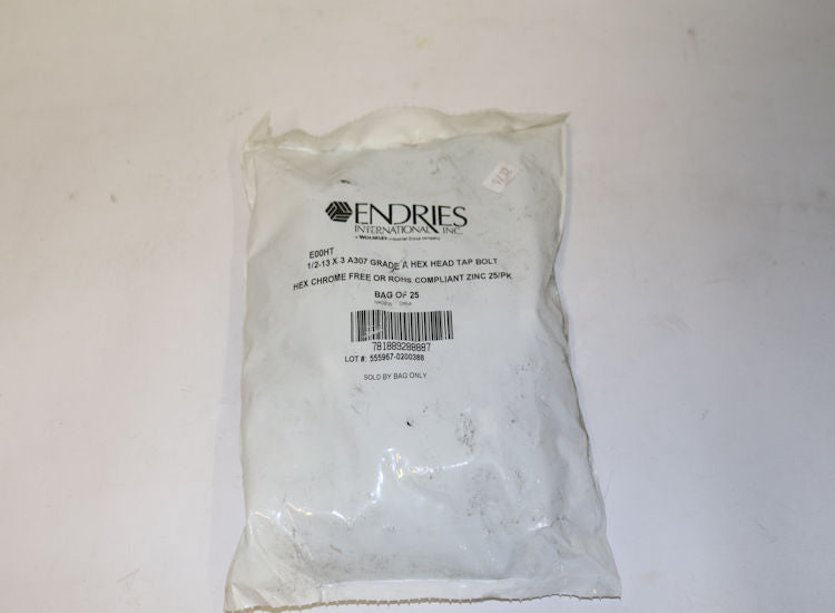Endries International 1/2-13 x 3 A307 Grade A Hex Head Tap Bolt - 25 Pack -