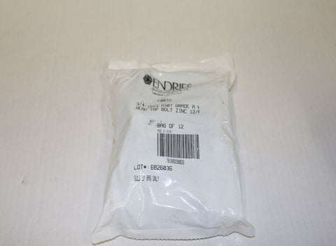 Endries International 3/4-10X3 A307 Grade A Hex Head Tap Bolt - 12 Pack -