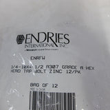 Endries International 3/4-10 x 4-1/2 Zinc Hex Head Tap Bolt - 12 Pack -