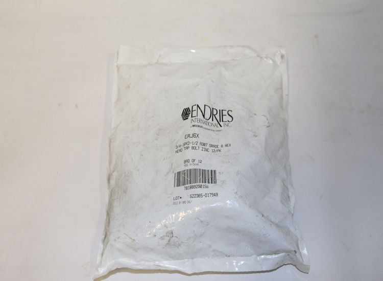 Endries International 3/4-10 x 2-1/2 Zinc Hex Head Tap Bolt - 12 Pack -