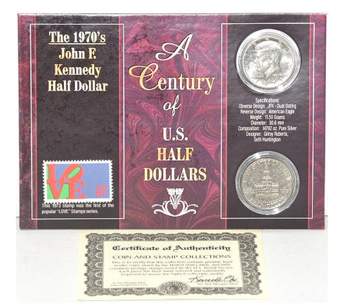 The Morgan Mint The 1970'S John F. Kennedy Half Dollar & 1973 Stamp -