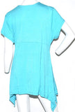 K. Jordan Women's Knot Front Top in Turquoise - 2X -