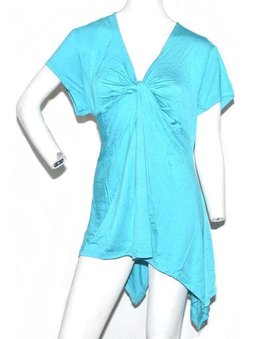 K. Jordan Women's Knot Front Top in Turquoise - 2X -