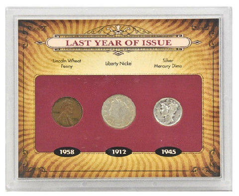 American Coin Treasure 1958 Wheat Penny, 1912 Liberty Nickel, 1945 Mercury Dime -