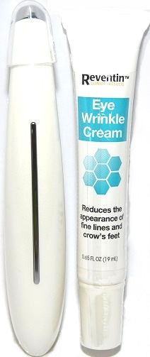 Anti-Wrinkle Eye Massager with Wrinkle Cream in White -