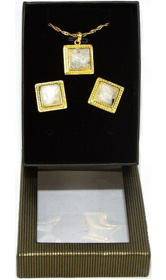 Lot of 96 Sets of Women's Genuine Moonstone Pendant & Earrings -