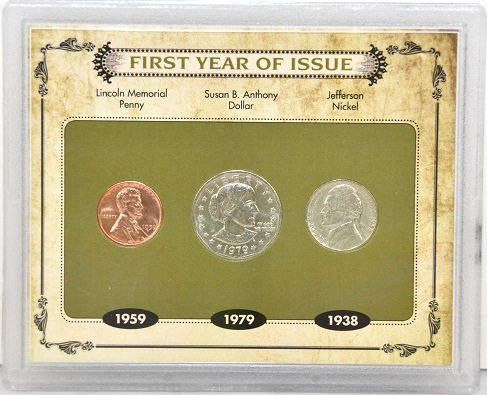 American Coin Treasure 1938 Jefferson Nickel, 1979 Susan B. Dollar & 1959 Penny -