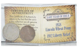 U.S. Mint 1958 Lincoln Wheat Penny & 1912 Liberty Nickel -