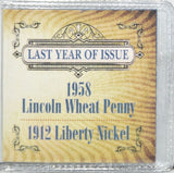 U.S. Mint 1958 Lincoln Wheat Penny & 1912 Liberty Nickel -