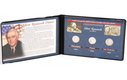 American Coin Treasure 1964-P, 1964-D & 1955-S Silver Roosevelt Dimes -