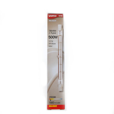 Satco S3105 500W 9500 Halogen Double Ended R7S Base Clear Light Bulb -