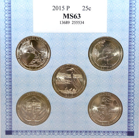 American Alliance Coin Set of Five 2015 P Quarters -